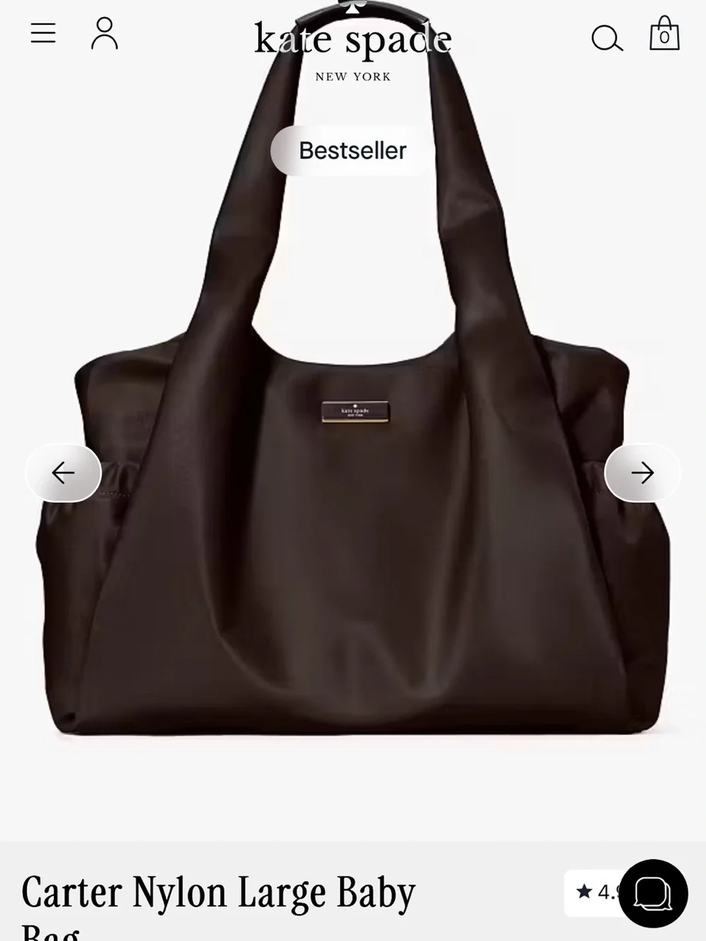kate spade Carter Nylon Large Baby Bag in deep brown